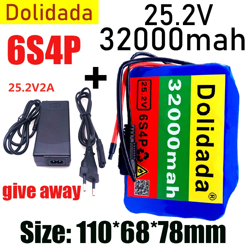 6s4p 24V 32Ah 18650 Battery Lithium Battery 25.2v 32000mAh Electric Bicycle Moped /Electric/Li ion Battery Pack with charger
6s4p 24V 32Ah 18650 Battery Lithium Battery 25.2v 32000mAh Electric Bicycle Moped /Electric/Li ion Battery Pack with charger