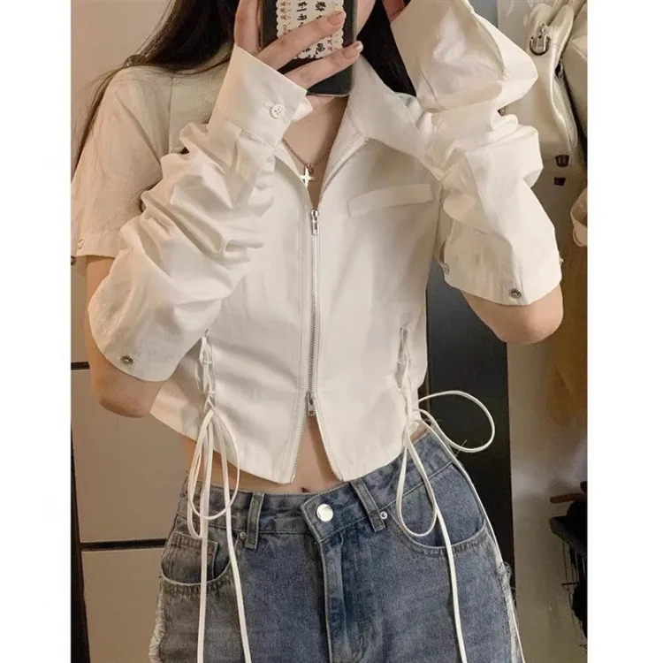 Crop Tops 2023 Bluses Mujer Moda Puff Sleeve Lace Up Zipper Blouses Y2k Clothes Tunic Folds Korean Fashion Summer Shirts
Crop Tops 2023 Bluses Mujer Moda Puff Sleeve Lace Up Zipper Blouses Y2k Clothes Tunic Folds Korean Fashion Summer Shirts