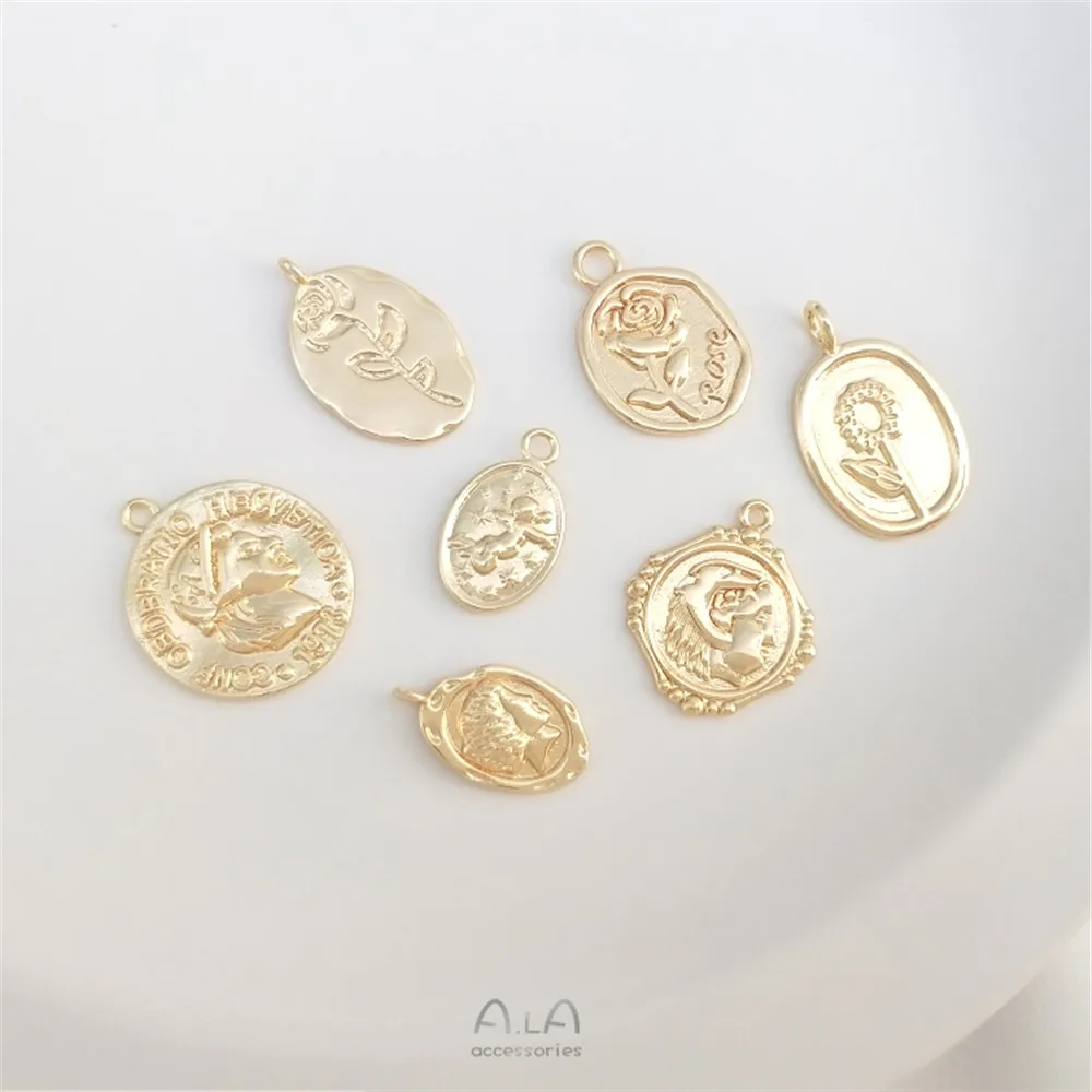 14K gold rose angel figure coin pendant handmade bracelet necklace hang tag diy jewelry pendant
14K gold rose angel figure coin pendant handmade bracelet necklace hang tag diy jewelry pendant
