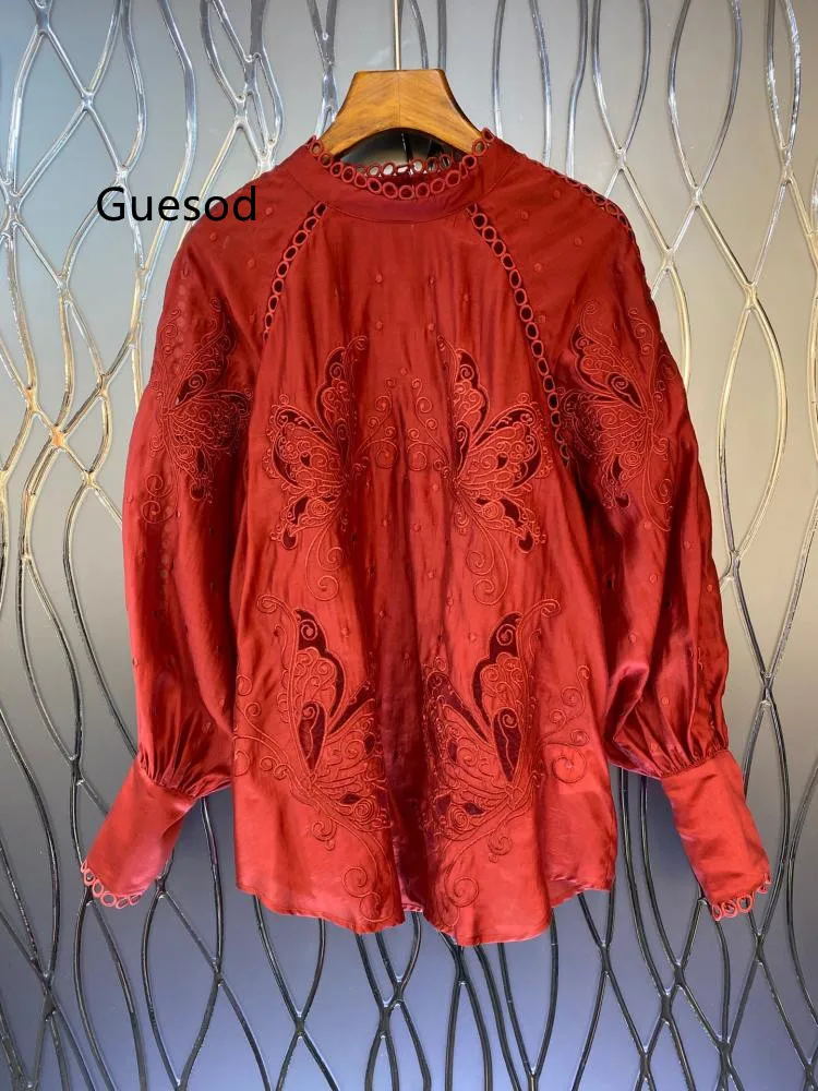 Women Embroidery Blouse 2022 Spring Female Stand Collar Embroidery Hollow Out Butterfly Long Sleeve Pullovers Blouse New
Women Embroidery Blouse 2022 Spring Female Stand Collar Embroidery Hollow Out Butterfly Long Sleeve Pullovers Blouse New