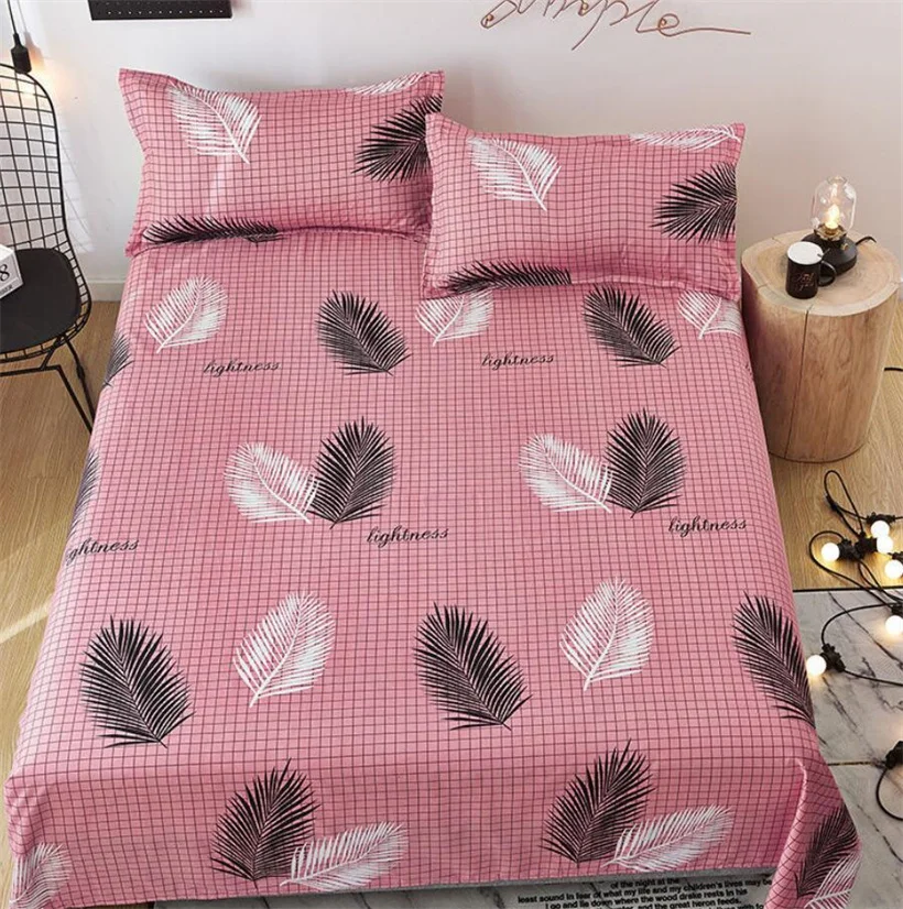 

Nordic Bedding Sheet Leaf Printed Bed Linens Sheet 230x250 Single Double Queen King Bedsheet 1pc Soft Flat Sheets(No Pillowcase)
