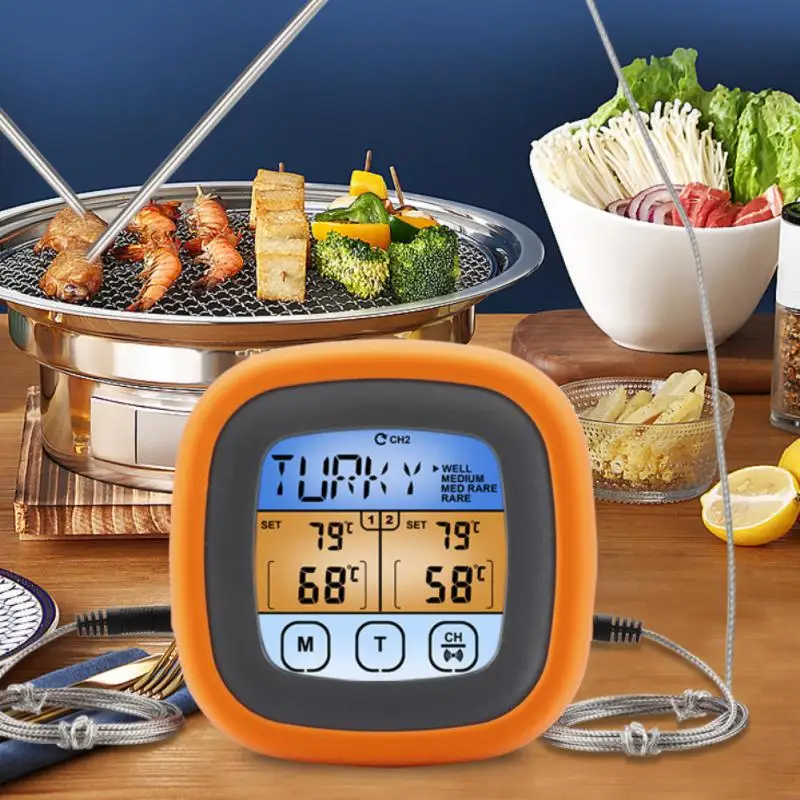 Цифровой термометр для мяса с 2 щупами, Магнитный Измеритель температуры с тревожной подсветкой, совместим с кулинарной духовкой, грилем для барбекю
Цифровой термометр для мяса с 2 щупами, Магнитный Измеритель температуры с тревожной подсветкой, совместим с кулинарной духовкой, грилем для барбекю
