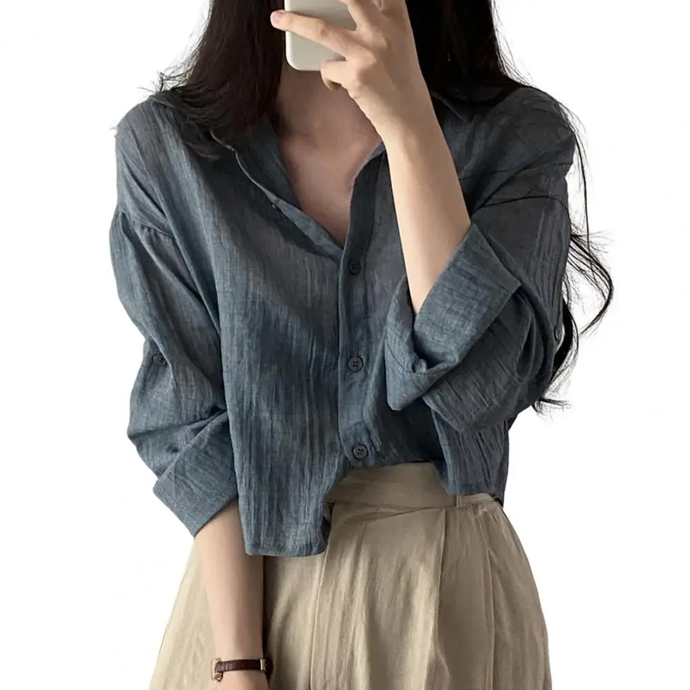Blouse Women Elegant Lapel Long Sleeves Buttons Placket Women Shirt Spring Solid Color Pleated Shirt Top blusas 2023
Blouse Women Elegant Lapel Long Sleeves Buttons Placket Women Shirt Spring Solid Color Pleated Shirt Top blusas 2023