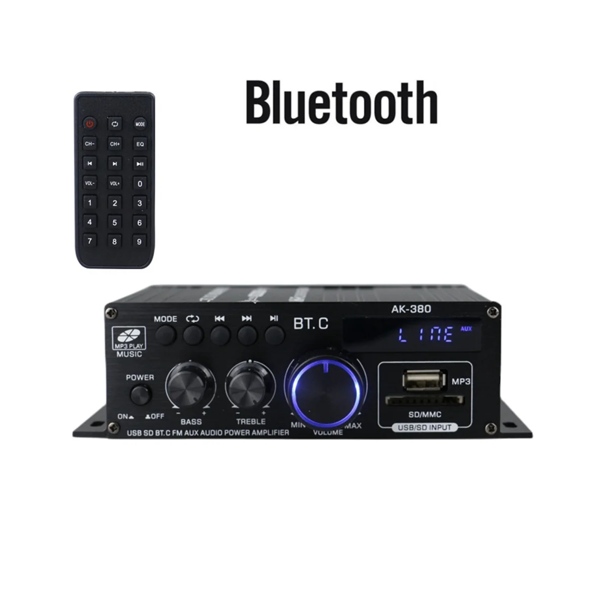 Усилитель мощности Ak380, 800 Вт, 12 В, Bluetooth, стерео, для дома, автомобиля, бас, аудио, Amp, музыкальный плеер, автомобильный динамик класса D, FM, USB/SD
Усилитель мощности Ak380, 800 Вт, 12 В, Bluetooth, стерео, для дома, автомобиля, бас, аудио, Amp, музыкальный плеер, автомобильный динамик класса D, FM, USB/SD