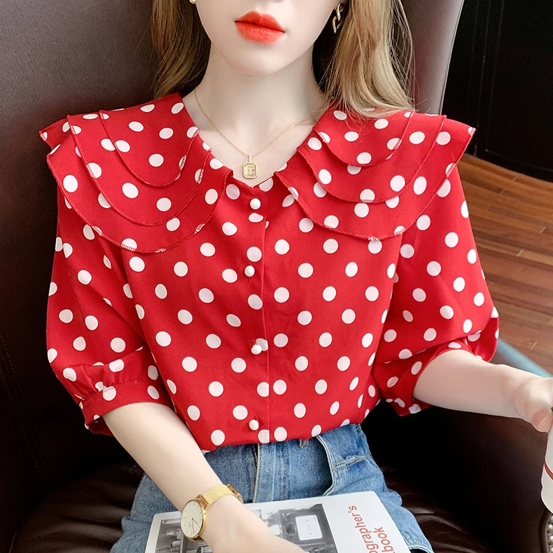 Polka Dot Shirt Women's Summer Korean Fashion Shirt Short-sleeve Blouse Chiffon Casual Women Tops and Blouses Sweet Girls Shirts
Polka Dot Shirt Women's Summer Korean Fashion Shirt Short-sleeve Blouse Chiffon Casual Women Tops and Blouses Sweet Girls Shirts