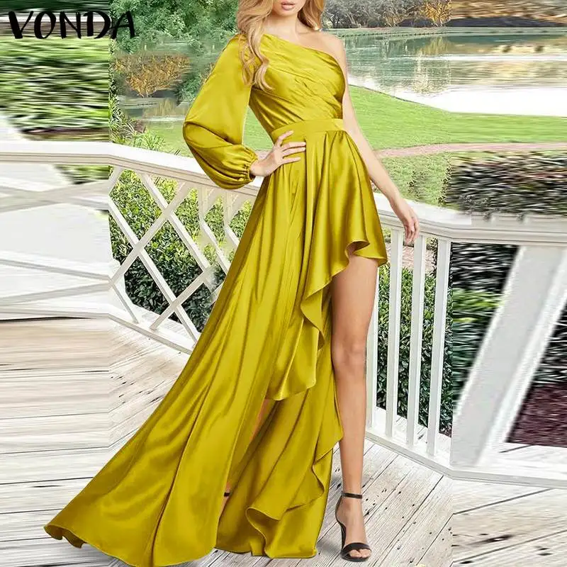 VONDA Women Fashion One Shoulder Dress 2022 Vintage Zipper Asymmetric Hem Long Maxi Vestido Bohemian Solid Color Dress Oversized
VONDA Women Fashion One Shoulder Dress 2022 Vintage Zipper Asymmetric Hem Long Maxi Vestido Bohemian Solid Color Dress Oversized