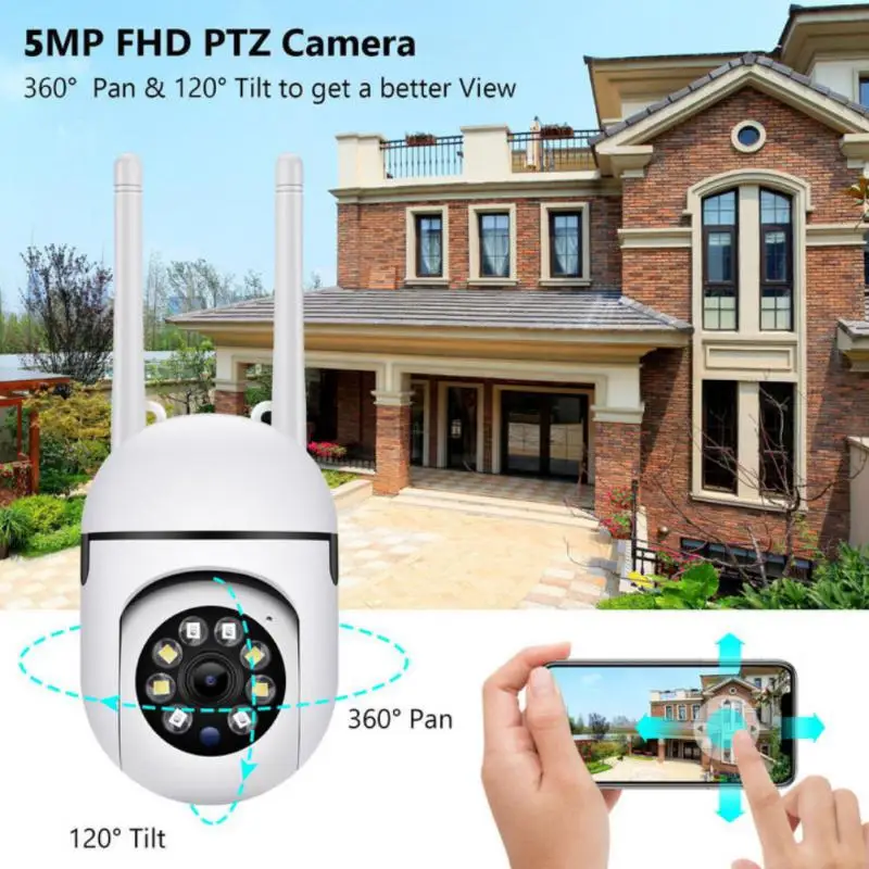 

Камера видеонаблюдения 5 Мп с Wi-Fi, HD 2,4 + стандартная IP-камера с 4-кратным увеличением, цветным ночным видением, искусственным интеллектом, фун...