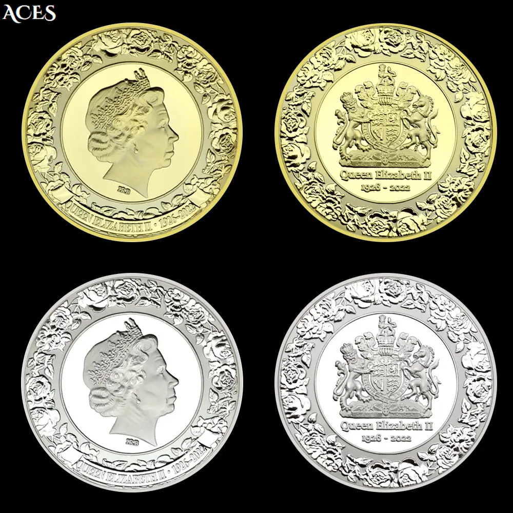 

Золотая/серебряная монета королевы Англии, коллекционные монеты Елизаветы II в капсулах, памятные монеты великих людей