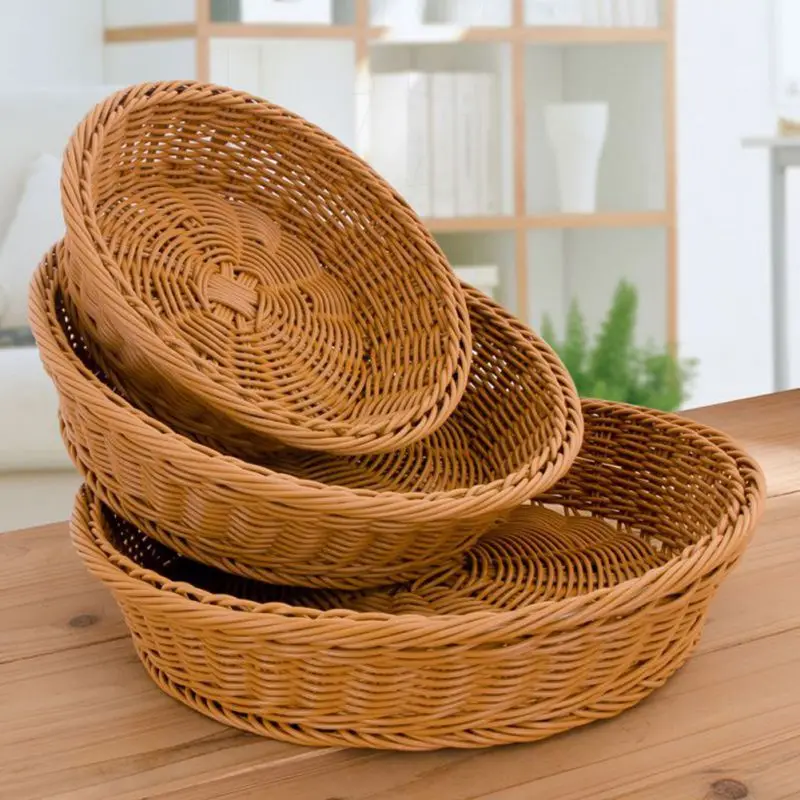 Round Wicker Woven Basket Bread Tray Serving for Food Fruit Cosmetic Storage Tabletop Bathroom Storage Box Home Kitchen Organize
Round Wicker Woven Basket Bread Tray Serving for Food Fruit Cosmetic Storage Tabletop Bathroom Storage Box Home Kitchen Organize