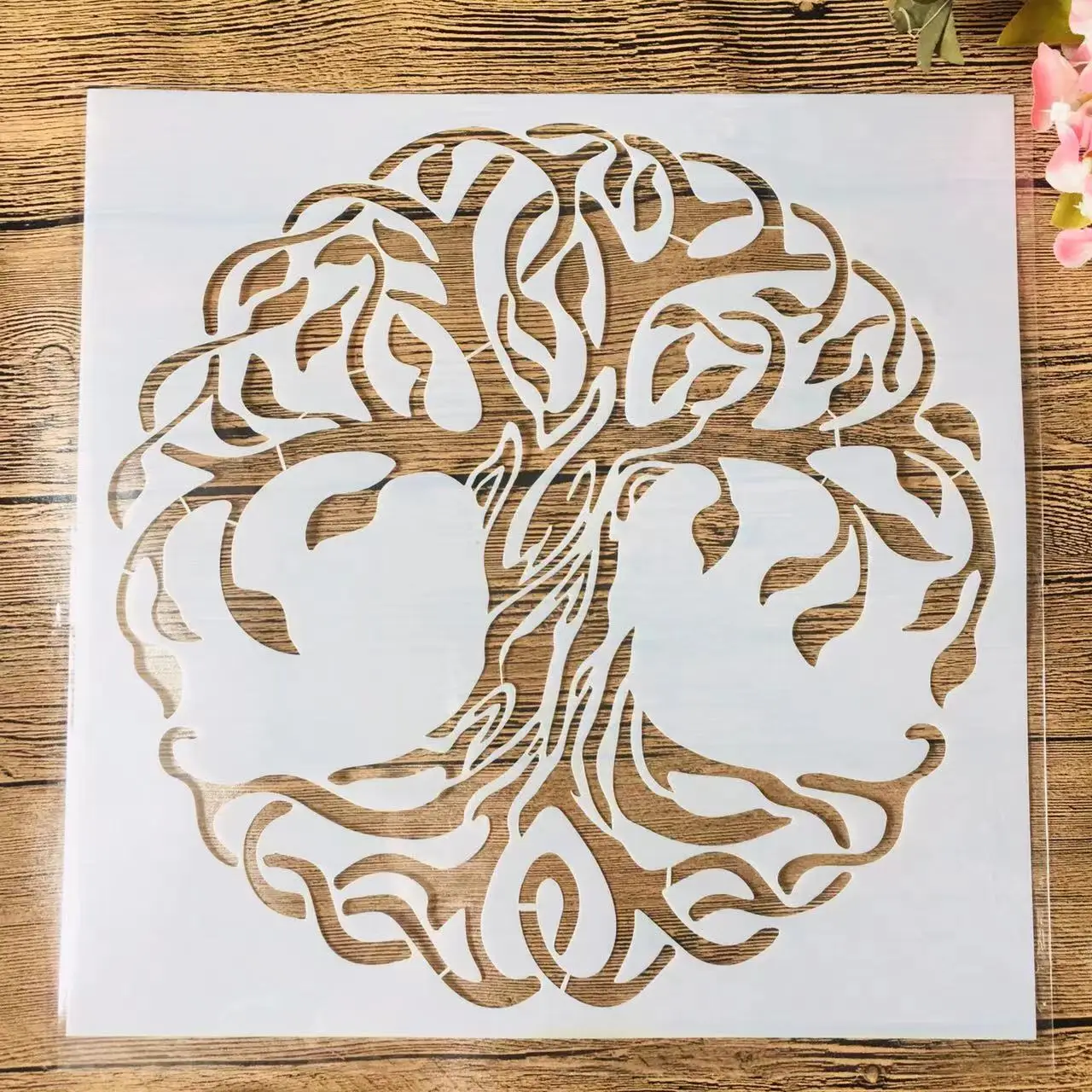 Большой круглый трафарет дерева мудрости 30*30 см 
Большой круглый трафарет дерева мудрости 30*30 см