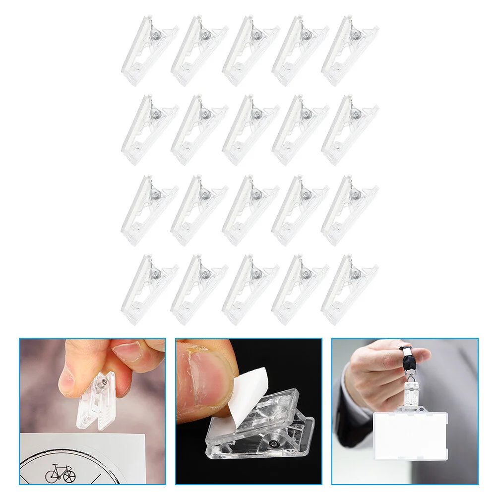 20 Pcs Self-adhesive Clip Name Cards Clips Hangers Tag Id Badge Holders Double Sided Plastic Transparent Spring
20 Pcs Self-adhesive Clip Name Cards Clips Hangers Tag Id Badge Holders Double Sided Plastic Transparent Spring