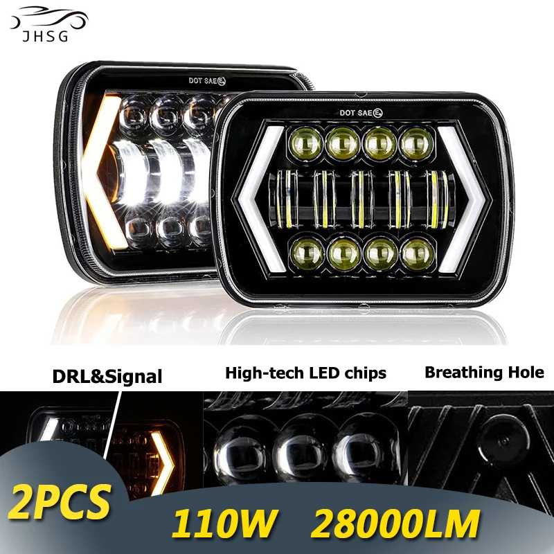 7X6" 5x7" Square LED Headlights Hi-Low Beam 55W Super Bright Jeep Headlight Lamp Bulb Turn Signal Wrangler Off Road Headlamp
7X6" 5x7" Square LED Headlights Hi-Low Beam 55W Super Bright Jeep Headlight Lamp Bulb Turn Signal Wrangler Off Road Headlamp