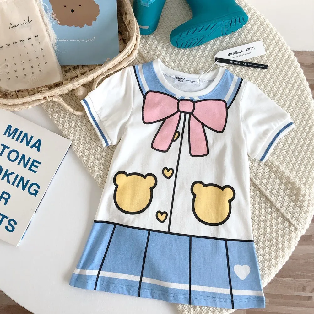 Kids Clothes Summer Girls Short Sleeve Dress 100% Cotton Cute College Style Print Dress
Kids Clothes Summer Girls Short Sleeve Dress 100% Cotton Cute College Style Print Dress