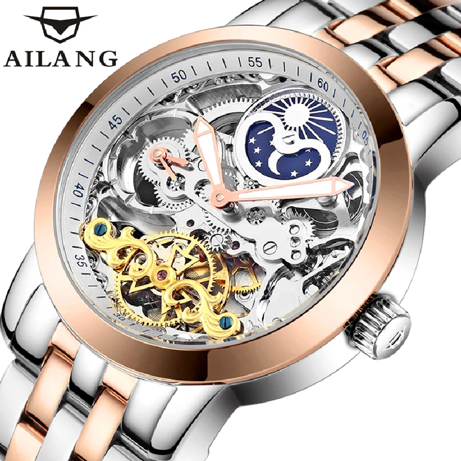 AILANG 2022 New Mens Fashion Stainless Steel Hollow Steampunk Watches Waterproof Luminous Automatic Mechanical Watch For Men
AILANG 2022 New Mens Fashion Stainless Steel Hollow Steampunk Watches Waterproof Luminous Automatic Mechanical Watch For Men
