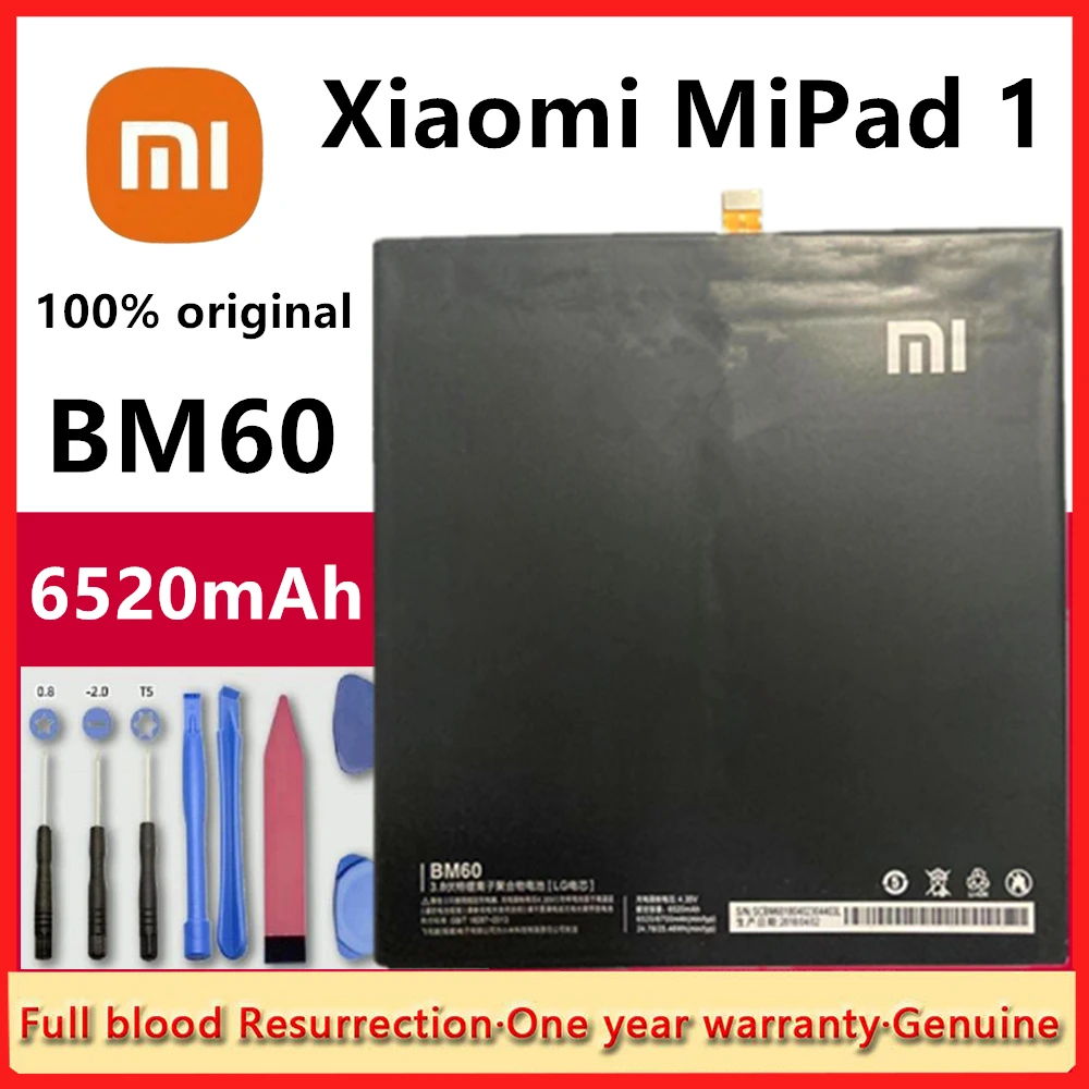 Xiao Mi 100% Original BM60 Battery for Xiaomi Pad 1 Mipad 1 A0101 Bateria Batterie Batterij Accumulator 6520mAh High Quality
Xiao Mi 100% Original BM60 Battery for Xiaomi Pad 1 Mipad 1 A0101 Bateria Batterie Batterij Accumulator 6520mAh High Quality
