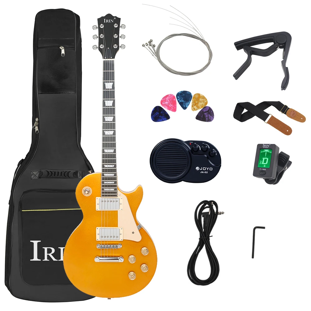 

22 Frets LP Electric Guitar 6 String Maple Body Tiger Stripes Electric Guitarra with Bag Amp Tuner Guitar Parts & Accessories