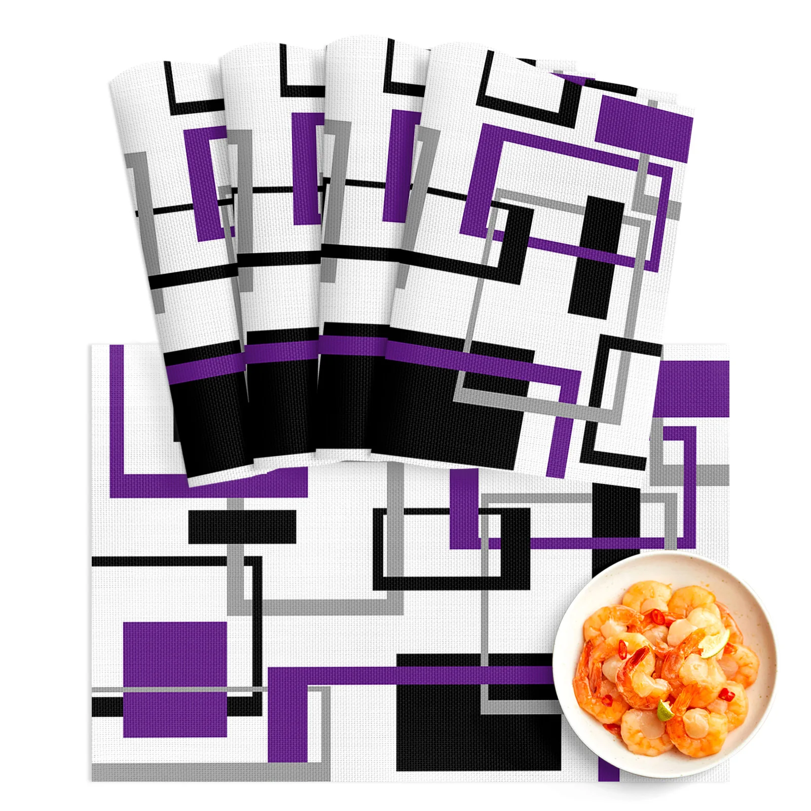 4/6Pcs PVC Placemats Abstract Geometry Squares Modern Art Black Purple Dining Disc Pads Bowl Coasters Plate Kitchen Table Mats
4/6Pcs PVC Placemats Abstract Geometry Squares Modern Art Black Purple Dining Disc Pads Bowl Coasters Plate Kitchen Table Mats