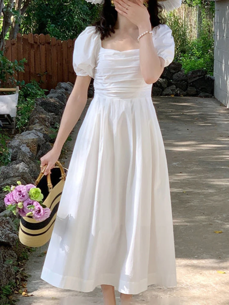 HOUZHOU Classic French Dresses for Women 2022 Summer White Elegant Square Neck Puff Sleeve Basic Korean Long Dress Vintage Robe
HOUZHOU Classic French Dresses for Women 2022 Summer White Elegant Square Neck Puff Sleeve Basic Korean Long Dress Vintage Robe