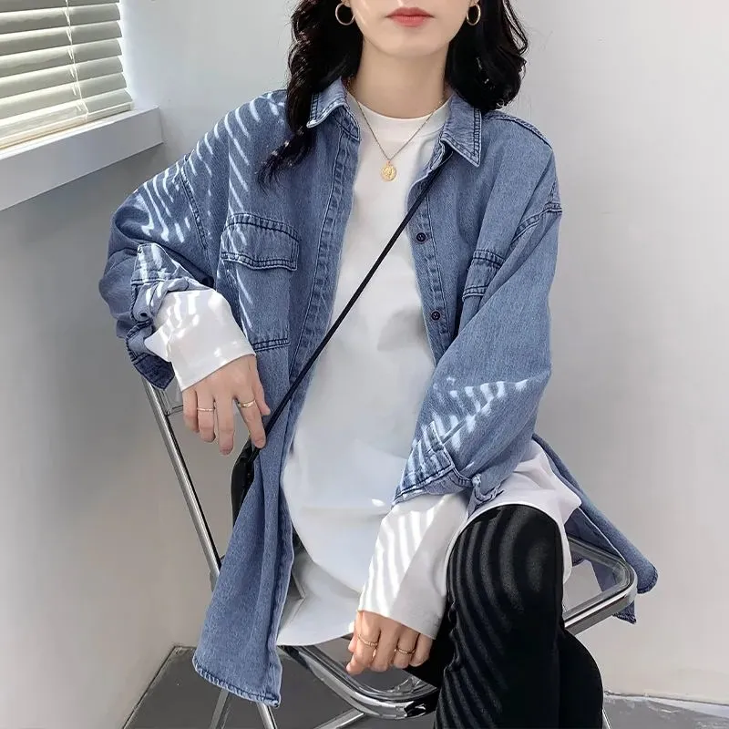 Denim Shirt Women 2022 New Spring Autumn New Loose Korean version Long Sleeved Retro Wild Casual Outer Wear Shirt Trende Jackets
Denim Shirt Women 2022 New Spring Autumn New Loose Korean version Long Sleeved Retro Wild Casual Outer Wear Shirt Trende Jackets