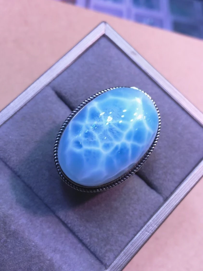 Natural Blue Larimar Adjustable Ring Big Size Gemstone 925 Sterling Silver 19*28mm Larimar Heart Love Women Water Pattern AAAAA
Natural Blue Larimar Adjustable Ring Big Size Gemstone 925 Sterling Silver 19*28mm Larimar Heart Love Women Water Pattern AAAAA