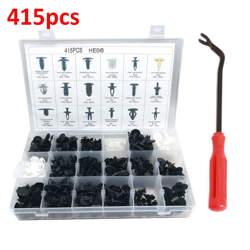 415Pcs 18 Sizes Auto Fastener Clip Kit Mixed Car Clips Body Push Retainer Pin Rivet Bumper Door Panel Retainer For Toyota Chevy
415Pcs 18 Sizes Auto Fastener Clip Kit Mixed Car Clips Body Push Retainer Pin Rivet Bumper Door Panel Retainer For Toyota Chevy