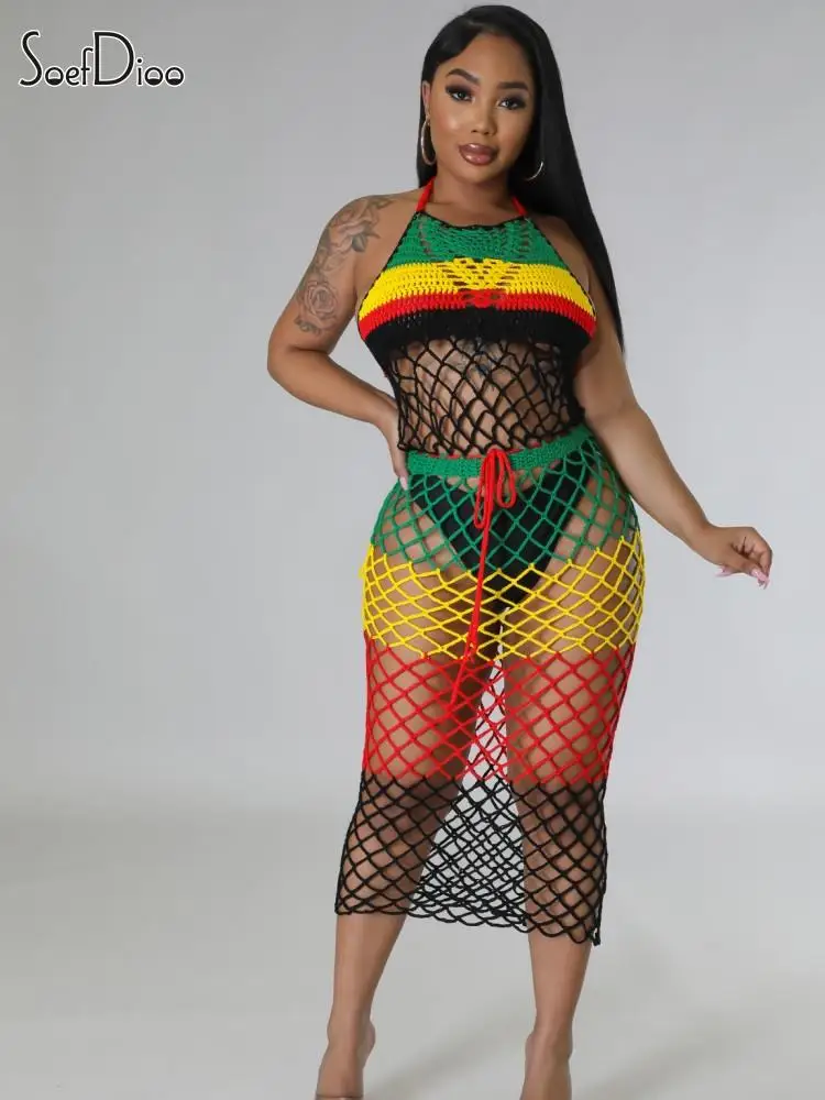 Женское трикотажное платье с открытой спиной Soefdioo, длинное облегающее платье с лямкой на шее и кисточками, летняя пляжная одежда для отпуска, 2023
Женское трикотажное платье с открытой спиной Soefdioo, длинное облегающее платье с лямкой на шее и кисточками, летняя пляжная одежда для отпуска, 2023