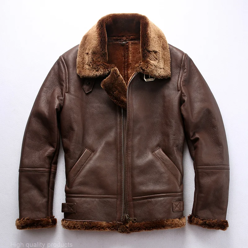 

Быстрая доставка, Высококачественная теплая зимняя дубленка из натуральной кожи, классическое пальто B3 Air Force Fly из овечьей шерсти