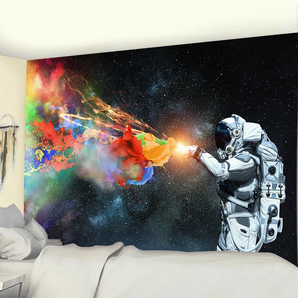 

3D Space Astronaut Large Wall Hanging Tapestry Celestial Tapiz Psychedelic Planet Galaxy Tapestries Hippie Room Wall Decoration