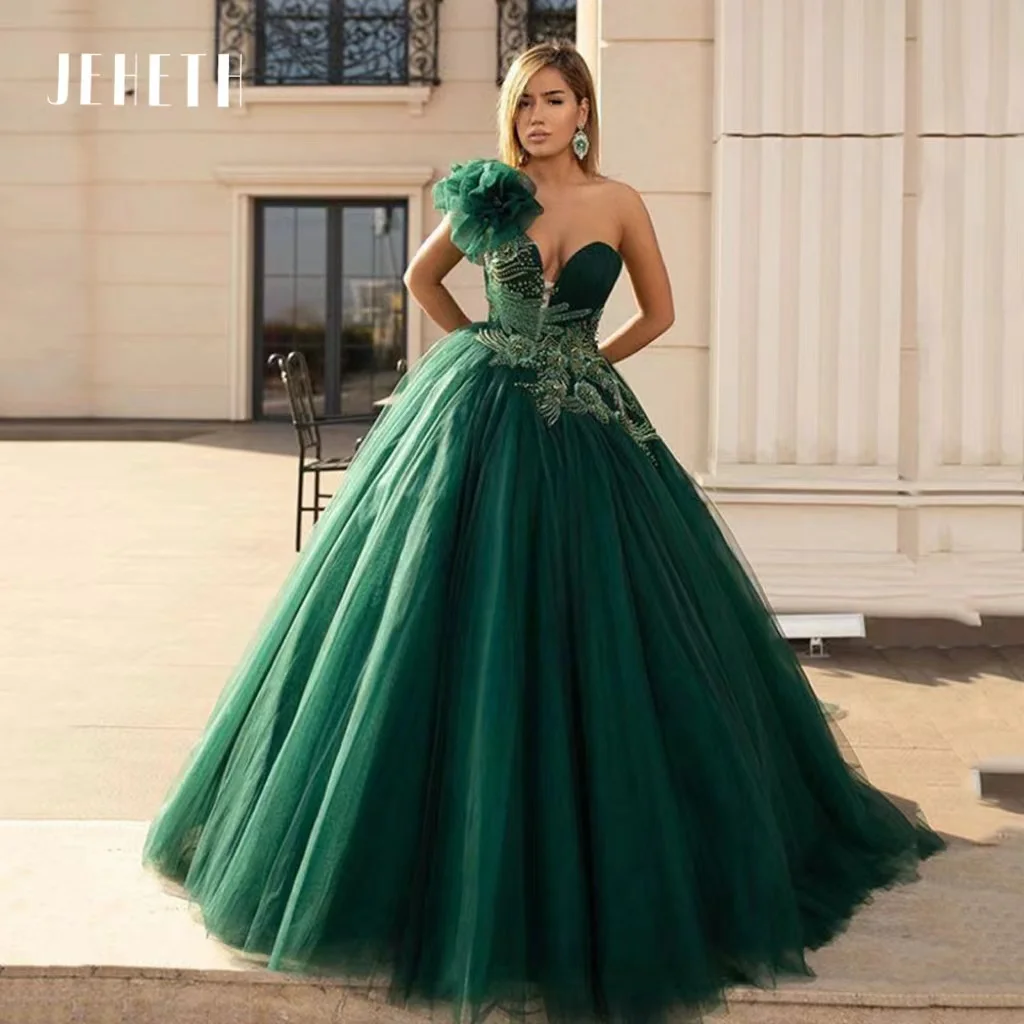 JEHETH Elegant Green One Shoulder Sweetheart Prom Dresses Appliques Flower Crystal Beads A Line Tulle 2023 Evening Party Gowns
JEHETH Elegant Green One Shoulder Sweetheart Prom Dresses Appliques Flower Crystal Beads A Line Tulle 2023 Evening Party Gowns