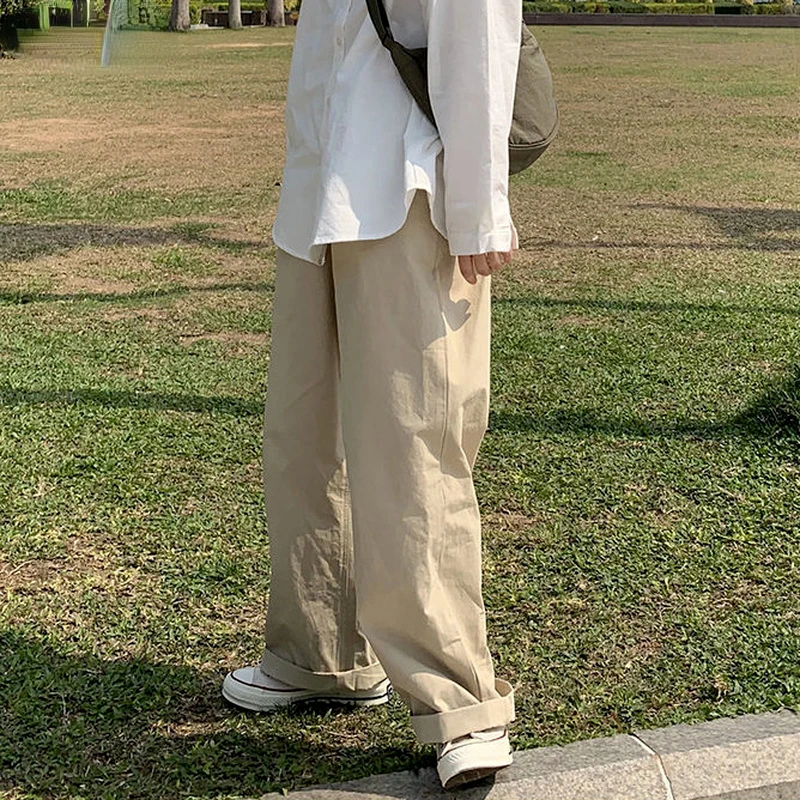 Casual Pants Women Khaki Baggy Trousers Japanese Style Hot Sale High Waist Stylish Straight Tooling Retro Bottoms Simple Chic BF
Casual Pants Women Khaki Baggy Trousers Japanese Style Hot Sale High Waist Stylish Straight Tooling Retro Bottoms Simple Chic BF