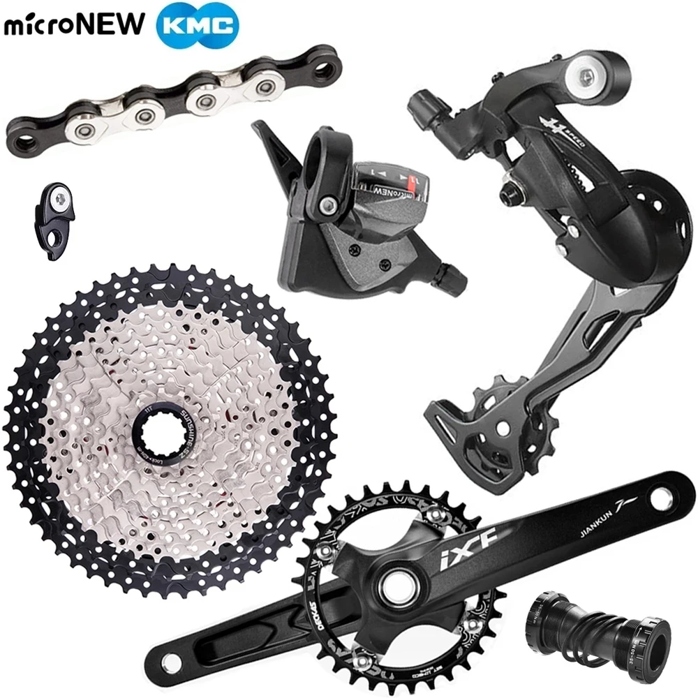 microNEW 11 speed MTB Groupset 1X11S Shifter Lever Rear Derailleur&KMC X11 Chain&170mm crank set&11S 40T42T46T50T52T HG Cassette
microNEW 11 speed MTB Groupset 1X11S Shifter Lever Rear Derailleur&KMC X11 Chain&170mm crank set&11S 40T42T46T50T52T HG Cassette