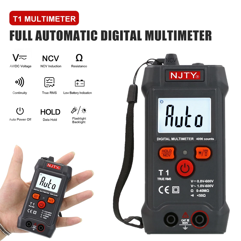 Portable Smart Digital Multimeter True RMS 4000 Counts Mini Automotive Tester With Backlight Auto-Ranging AC DC Voltage Tester
Portable Smart Digital Multimeter True RMS 4000 Counts Mini Automotive Tester With Backlight Auto-Ranging AC DC Voltage Tester