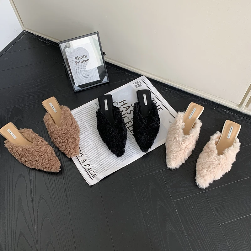 Pointed Toe Women Slippers 2022 New Arrivals Shallow Slides Fur Comfortable Mules Shoes Flat Heeled Black Brown Beige Mules 39
Pointed Toe Women Slippers 2022 New Arrivals Shallow Slides Fur Comfortable Mules Shoes Flat Heeled Black Brown Beige Mules 39