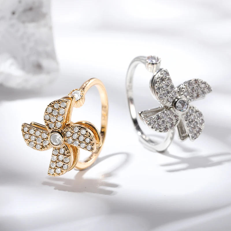 Creative Spinning Pinwheel Ring Fashion Open Adjustable Crystal Rings For Women Anxiety Stress Relief Jewelry Gift
Creative Spinning Pinwheel Ring Fashion Open Adjustable Crystal Rings For Women Anxiety Stress Relief Jewelry Gift