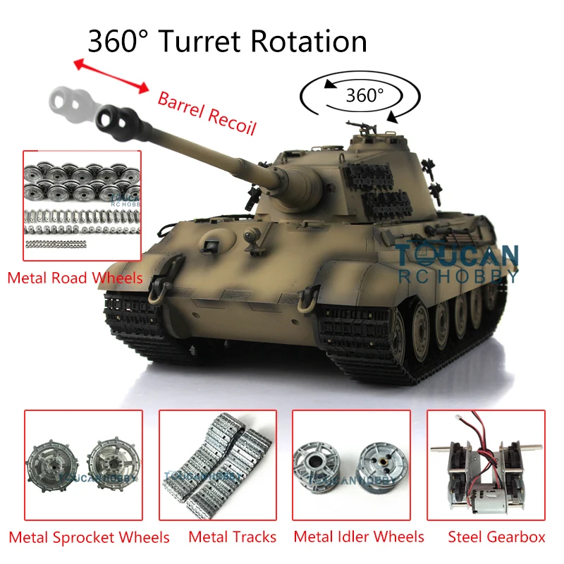 Henglong 1/16 7,0 3888A Pro Ver King Tiger отдача ствола RC Tank металлические колеса 360 Вращающийся револьверный двигатель
Henglong 1/16 7,0 3888A Pro Ver King Tiger отдача ствола RC Tank металлические колеса 360 Вращающийся револьверный двигатель