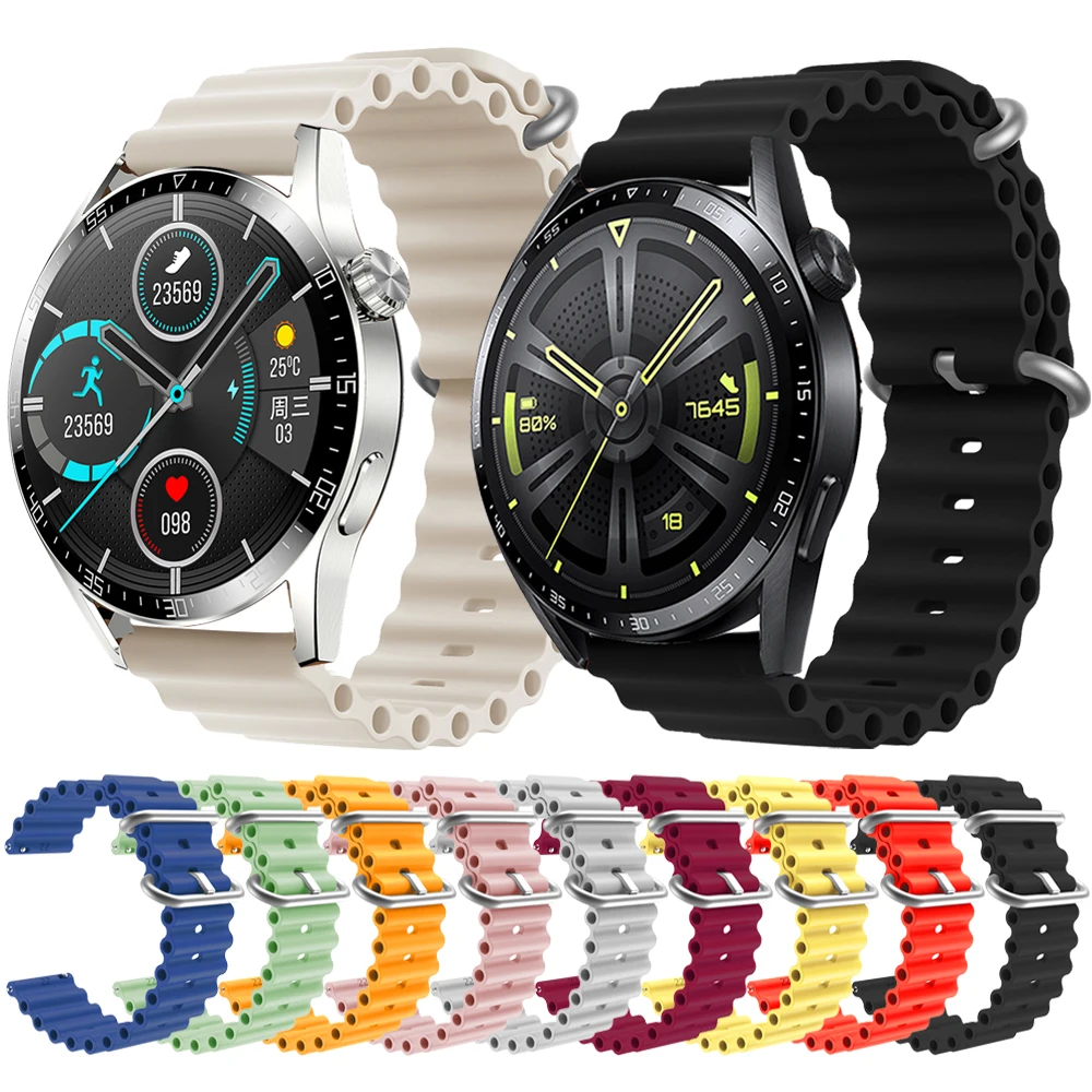 20 22mm Ocean Silicone Strap For HUAWEI WATCH GT 3 46mm 42mm Watch 3 Pro Watch Band for HONOR MagicWatch 2 GS 3 Pro ES Bracelet 
20 22mm Ocean Silicone Strap For HUAWEI WATCH GT 3 46mm 42mm Watch 3 Pro Watch Band for HONOR MagicWatch 2 GS 3 Pro ES Bracelet