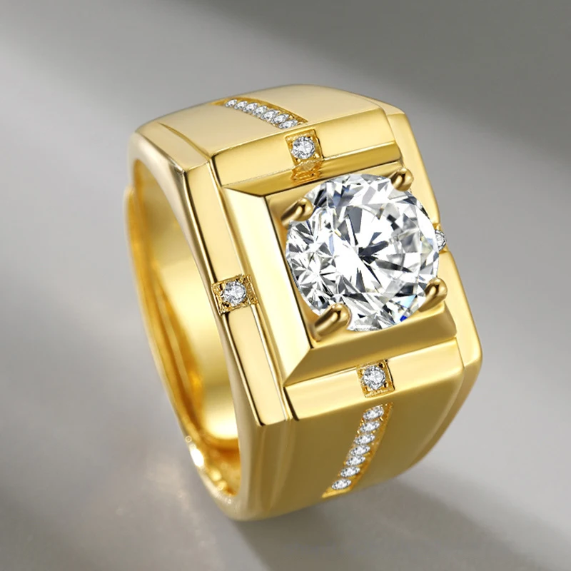 European and American Silver Color Gold Color Moissanite Zircon Fashion Business Male Domineering Ring Luxury Wedding Jewelry
European and American Silver Color Gold Color Moissanite Zircon Fashion Business Male Domineering Ring Luxury Wedding Jewelry
