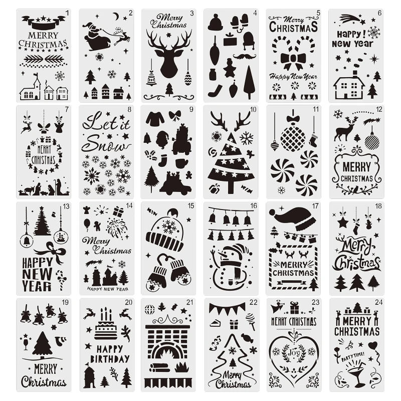 24 Pcs Christmas DIY Stencils Plastic Hollow Santa Elk Drawing Stencils Painting Templates Tools for Children Students J2FA
24 Pcs Christmas DIY Stencils Plastic Hollow Santa Elk Drawing Stencils Painting Templates Tools for Children Students J2FA