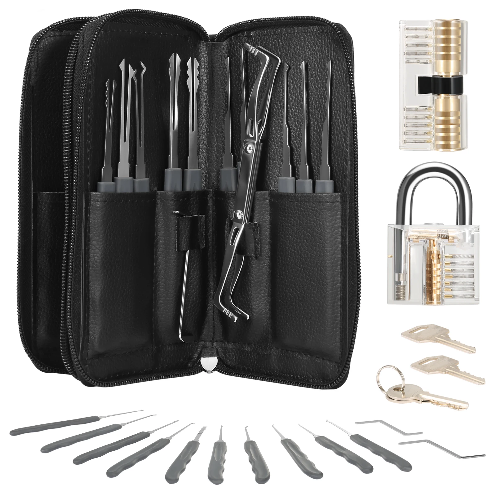 24pcs Locksmith Lock Tool With 2pcs Transparent Locks Practice Set Hand Tool Durable Transparent Locks Locksmith Lock Tools
24pcs Locksmith Lock Tool With 2pcs Transparent Locks Practice Set Hand Tool Durable Transparent Locks Locksmith Lock Tools