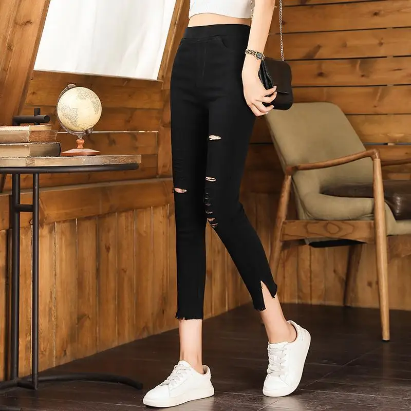 Women 2022 Spring Summer New High Waist Slim Leggings Female Thin Split Pencil Pants Ladies Holes Stretch Skinny Leggings E271
Women 2022 Spring Summer New High Waist Slim Leggings Female Thin Split Pencil Pants Ladies Holes Stretch Skinny Leggings E271