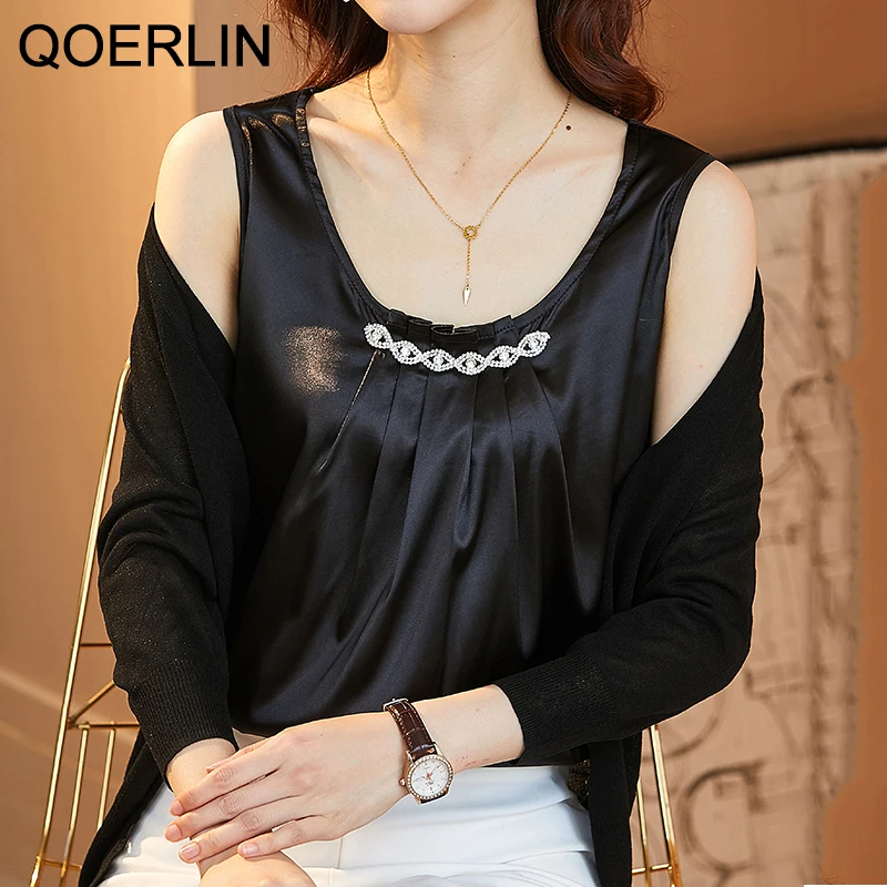 QOERLIN M-4XL Acetate Satin Camisole Women's Summer New Loose Beaded Pleated Sleeveless Tank Tops For Blazer Office Ladies Vest
QOERLIN M-4XL Acetate Satin Camisole Women's Summer New Loose Beaded Pleated Sleeveless Tank Tops For Blazer Office Ladies Vest