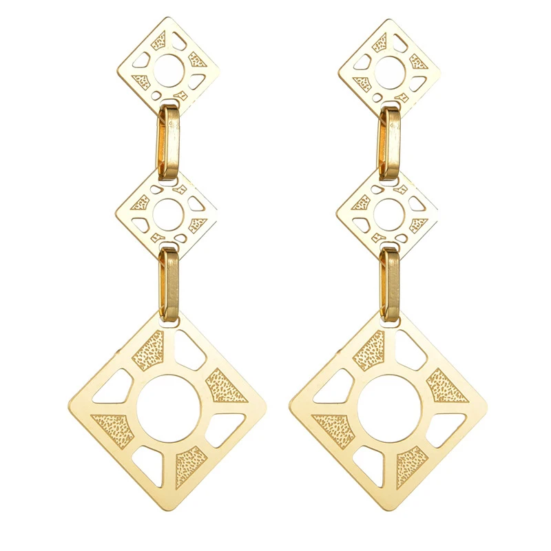 Yoiumit High Quality Stainless Steel Metal Dangle Earrings Square Hollow Gold Color Texture Long Earrings Jewelry Anniversary Ne
Yoiumit High Quality Stainless Steel Metal Dangle Earrings Square Hollow Gold Color Texture Long Earrings Jewelry Anniversary Ne