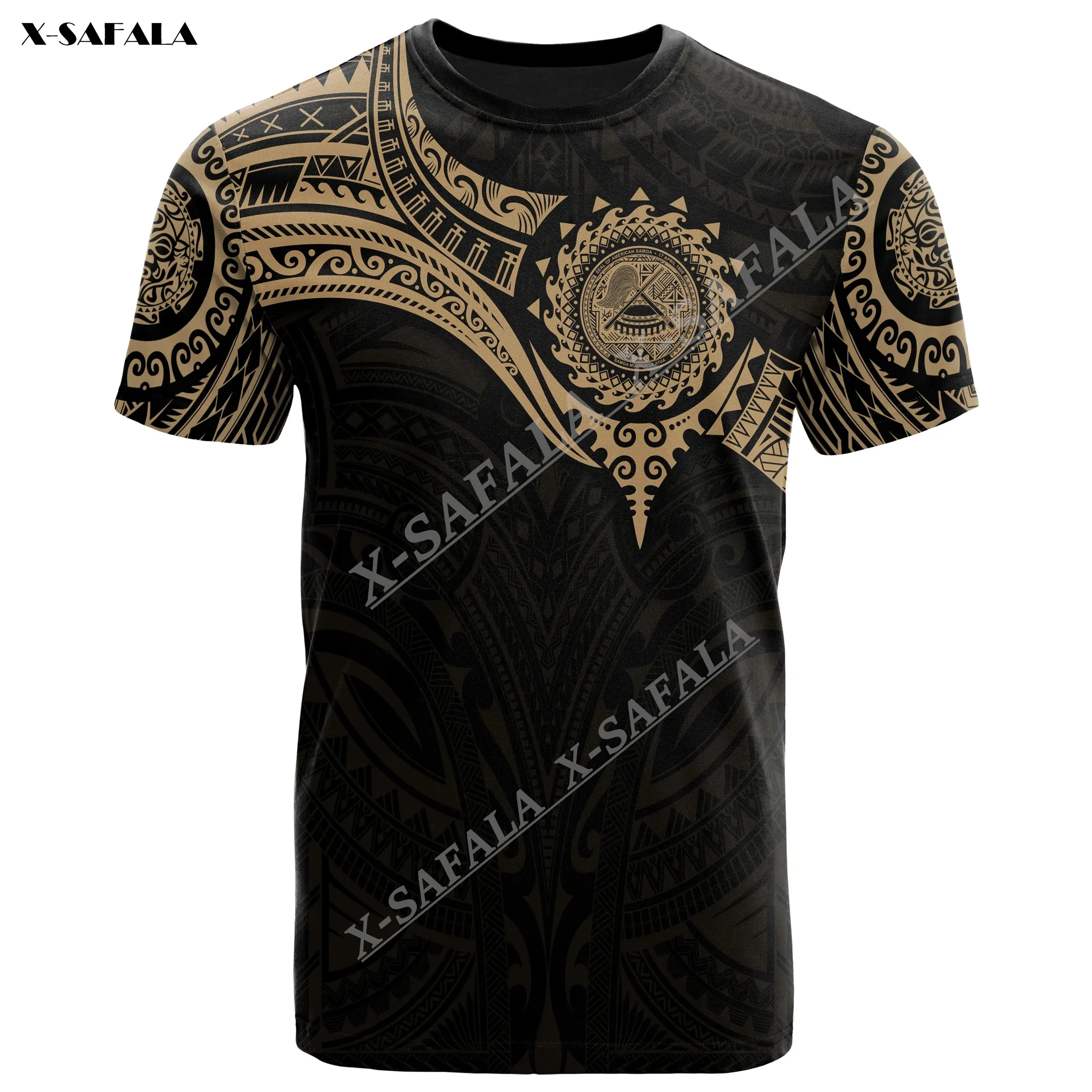 

American Samoa Heart Shield Polynesian 3D Print Men T-Shirts Tops Tees Short Sleeve Casual Milk Fiber Quick Dry Breathable