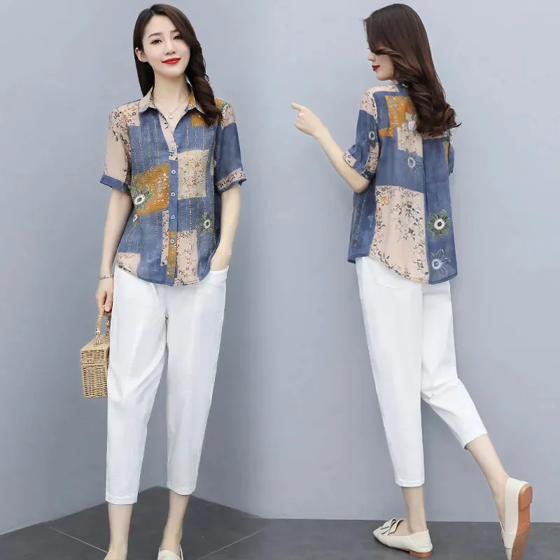 Cotton Linen Suit Women's Summer Dress 2023Two-Piece Chiffon Printing Fashion Set Casual Short-Sleeved Little Outfit Female Tide
Cotton Linen Suit Women's Summer Dress 2023Two-Piece Chiffon Printing Fashion Set Casual Short-Sleeved Little Outfit Female Tide
