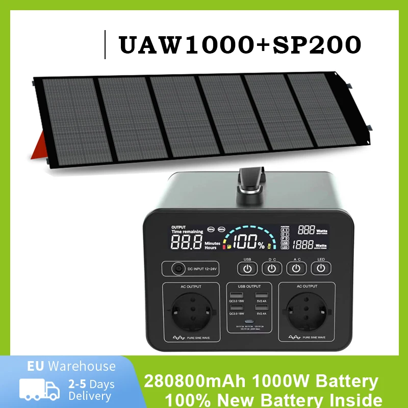 1000wh Portable Power Station 18V 200W Monocrystalline Solar Panel 110/220V Generator Energy Storage System Emergency Power Supp 
1000wh Portable Power Station 18V 200W Monocrystalline Solar Panel 110/220V Generator Energy Storage System Emergency Power Supp