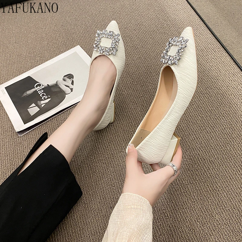 Pointed Toe Single Shoes Rhinestone Square Buckle Party Shoes Shallow Mouth Square Low-heeled Fairy Wind Gentle High Heels
Pointed Toe Single Shoes Rhinestone Square Buckle Party Shoes Shallow Mouth Square Low-heeled Fairy Wind Gentle High Heels