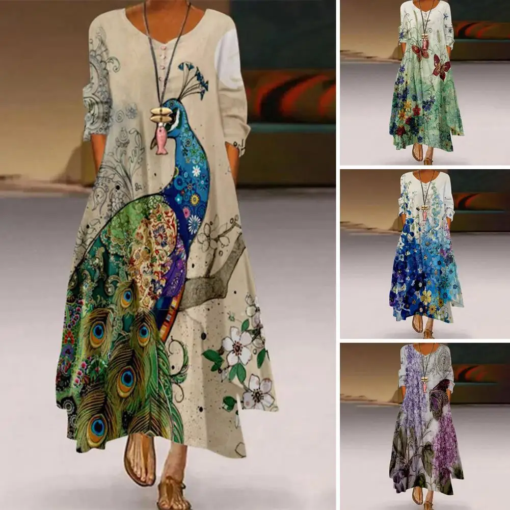 Harajuku Peacock Print Floral Dress Long Hobo Long Dress Women Fashion Retro Ladies Casual Vestido Sexy Evening Party Dresses
Harajuku Peacock Print Floral Dress Long Hobo Long Dress Women Fashion Retro Ladies Casual Vestido Sexy Evening Party Dresses