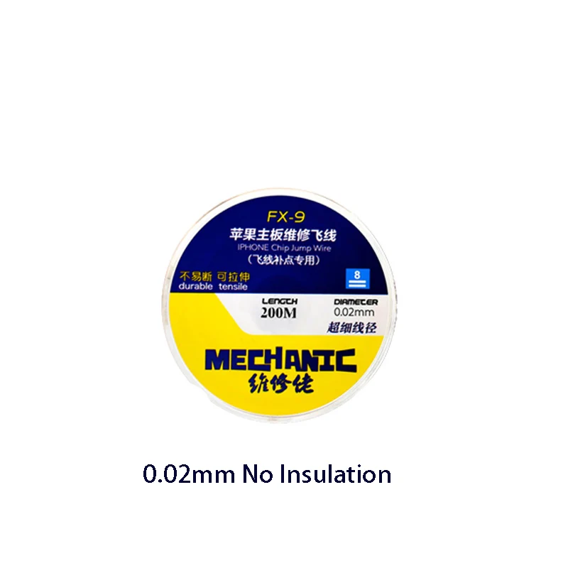 Серебряный скакающий провод Mechanic FXV009 0,009 мм, 200 м, Сверхтонкая линия полета для ремонта материнской платы iPhone со сканером отпечатков пальцев
Серебряный скакающий провод Mechanic FXV009 0,009 мм, 200 м, Сверхтонкая линия полета для ремонта материнской платы iPhone со сканером отпечатков пальцев