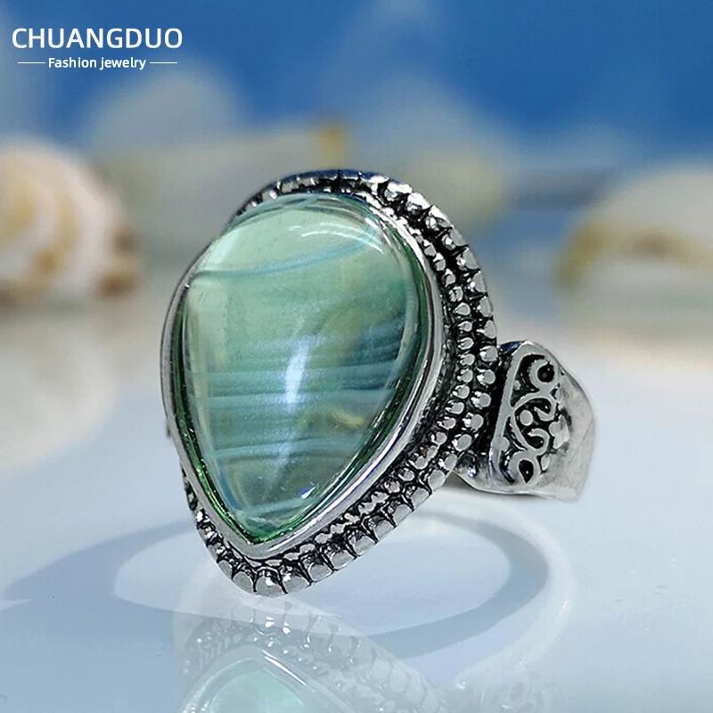 BOHO Luxury Design Ancient Silver Jewelry Gemstones Ring for Women Large Water Drop Shaped Emerald Party Banquet Female Gift
BOHO Luxury Design Ancient Silver Jewelry Gemstones Ring for Women Large Water Drop Shaped Emerald Party Banquet Female Gift
