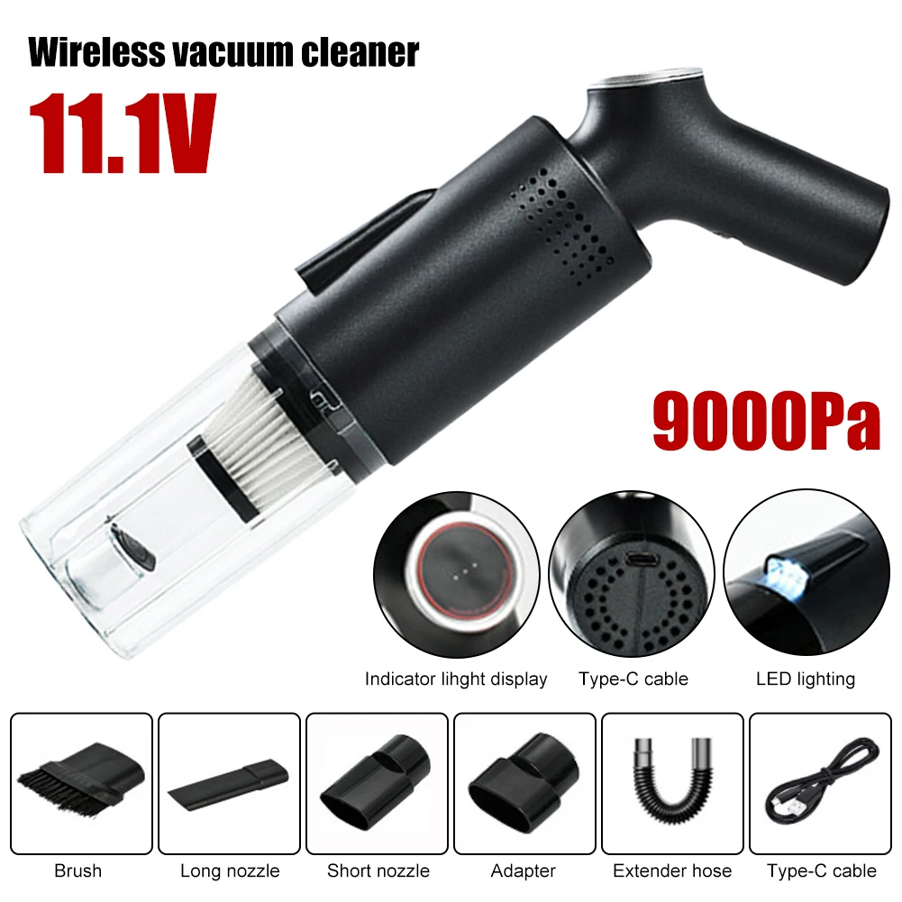 120W Car Vacuum 9000Pa Rechargeable Wireless Vacuum Cleaner Handheld 2 Speed With LED Light Washable Filter For Home Car Cleaner
120W Car Vacuum 9000Pa Rechargeable Wireless Vacuum Cleaner Handheld 2 Speed With LED Light Washable Filter For Home Car Cleaner